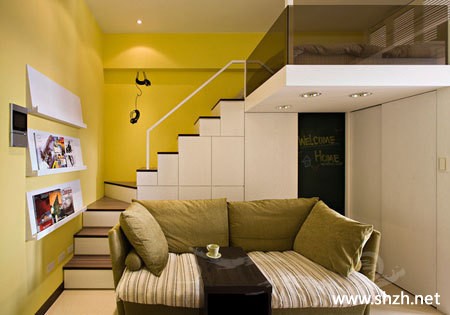36平米复式单身公寓现代客厅楼梯-上海装潢网