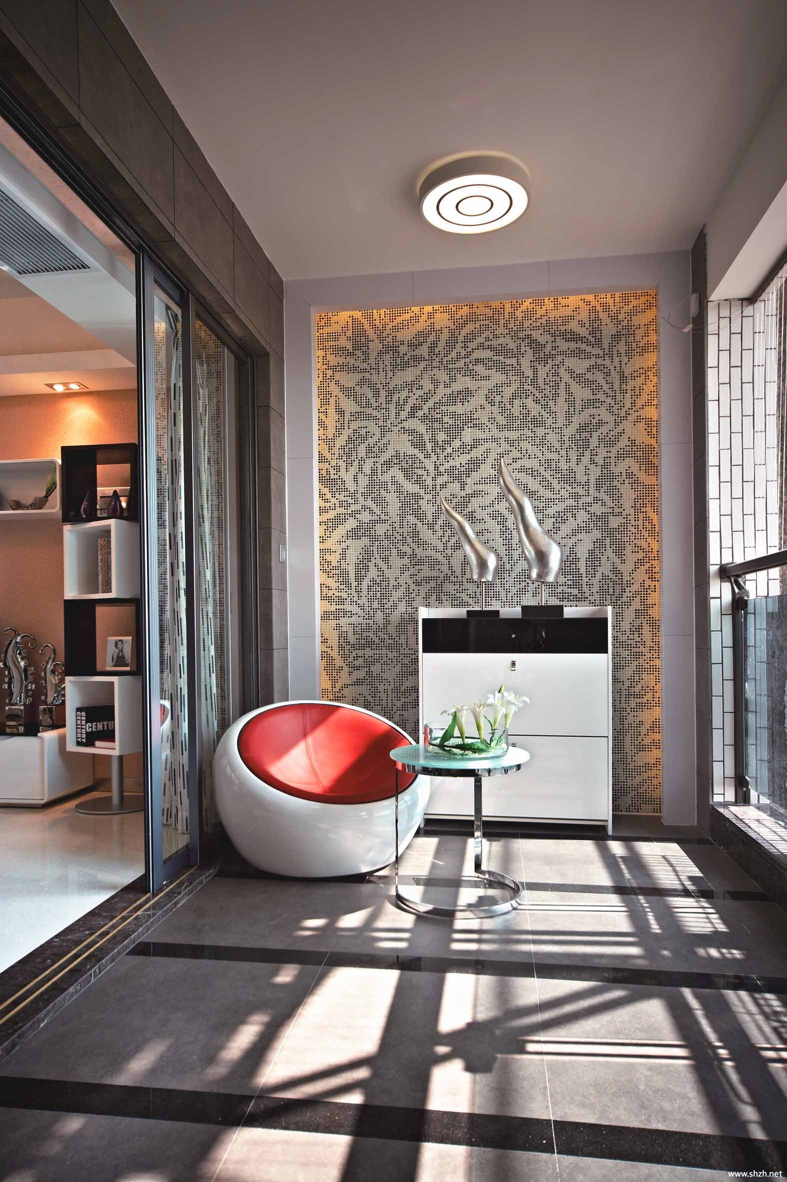 现代中户型阳台\/飘窗沙发茶几-上海装潢网