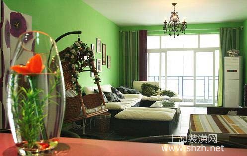绿色混搭妩媚小户型客厅设计欣赏