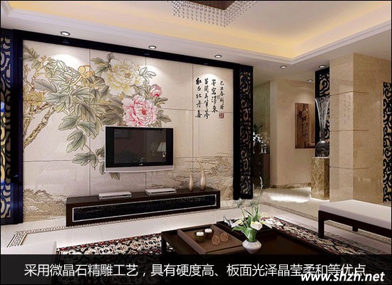 唐紅牡丹藝術(shù)背景墻磚