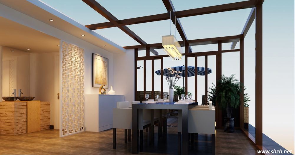 新中式风旧房阳台改餐厅