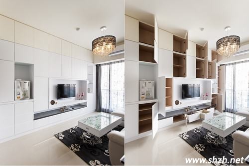 在、小戶型客廳收納電視柜