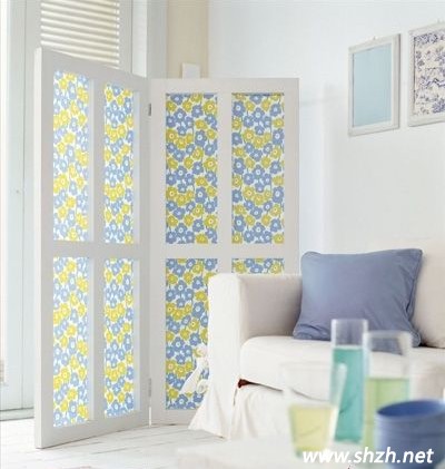 黄蓝碎花屏风