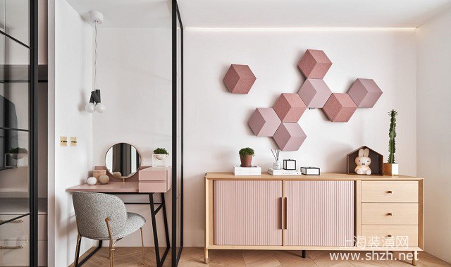 99平米的北欧风住宅以粉嫩的马卡龙色系 展现充满浪漫情怀的空间主调 上海装潢网