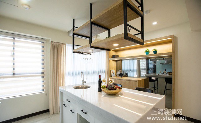 66平米小户型装修设计案例 开放式厨房让空间更大 上海装潢网