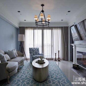 150平米四居室，蓝色调的美式风格装修设计案例分享