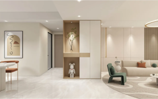 万源城奶油风现代简约装修设计案例上海别墅设计