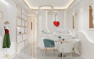 美容店奶油风设计案例  项目：美容店设计装修案例