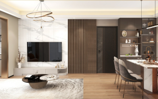 充分的收纳和干净的块面来处理空间