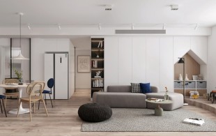 同方锦城135平 黑白原木混搭风