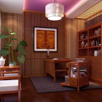 现代冷色书房效果图