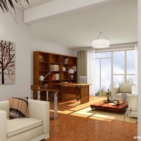 现代中性色书房效果图