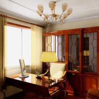 欧式中性色书房效果图