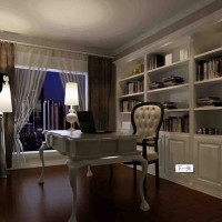 欧式中性色书房效果图