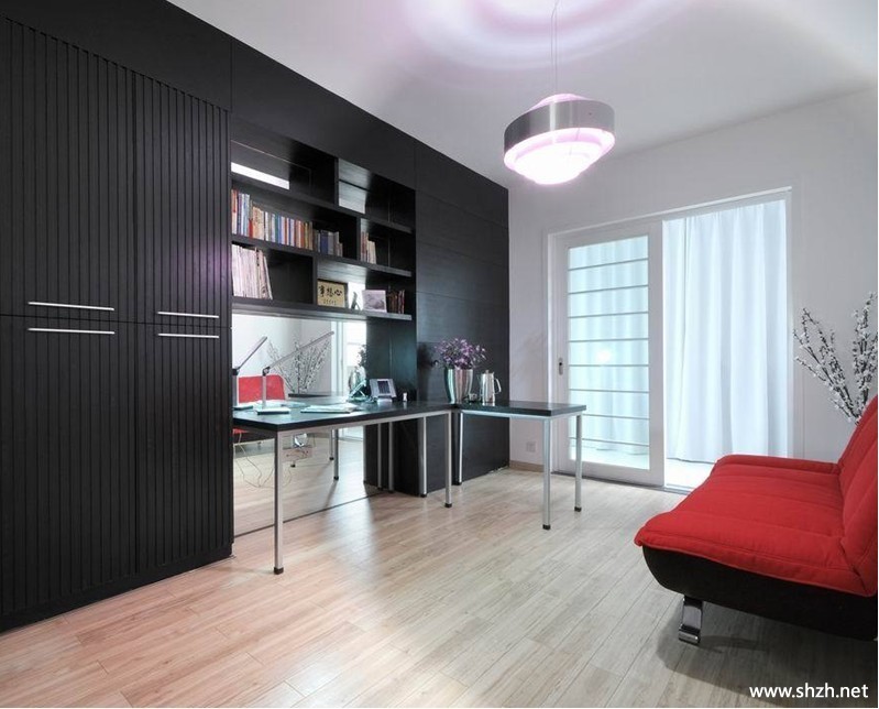 简约冷色书房效果图