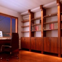 中式中性色书房效果图