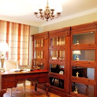 欧式中性色书房效果图