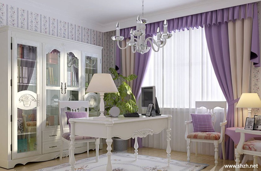 欧式暖色书房实景图