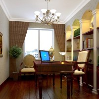 欧式中性色书房效果图