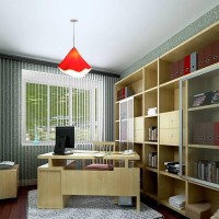中式中性色书房效果图