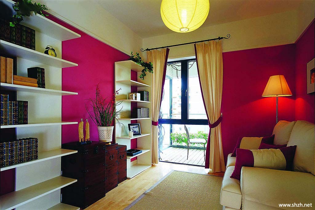 暖色书房效果图