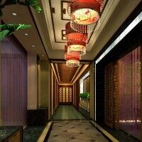 中式餐馆过道效果图