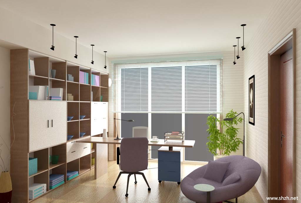 现代简约书房效果图