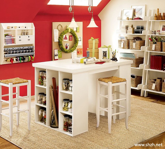 欧式简约书房写字台书架