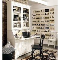 欧式冷色书房写字台书架