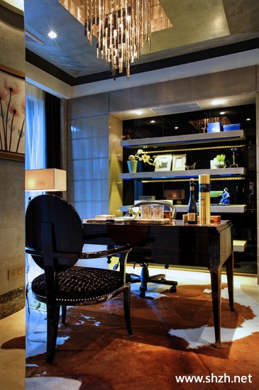 书房书架写字台