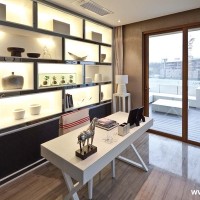 书房书架写字台