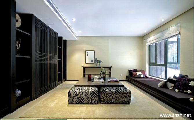 冷色中式大户型书房