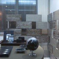 现代冷色书房写字台