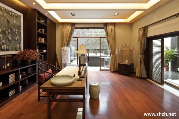 中式现代书房写字台