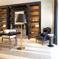 别墅书房灯具书架