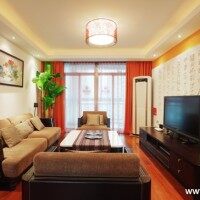 现代中式客厅灯具背景墙