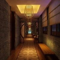 清新古典餐厅过道
