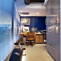 现代中性色书房厨房阳台/飘窗橱柜壁橱写字台大户型实景图