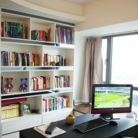 现代书房写字台书架/书柜灯具中户型实景图