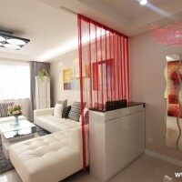 现代客厅沙发背景墙隔断实景图