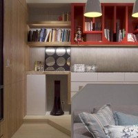 现代客厅沙发书架/书柜书房小户型实景图