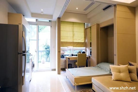 现代客厅书房沙发床中户型实景图