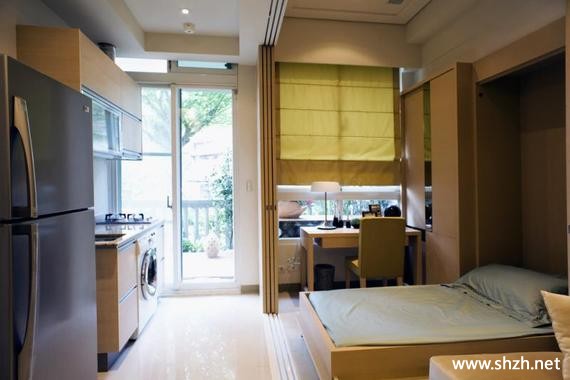 现代书房阳台/飘窗床写字台中户型实景图