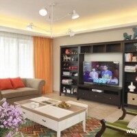 田园清新美式客厅沙发电视柜储物架/储物柜实景图
