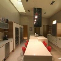 现代厨房餐厅橱柜餐桌实景图