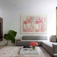 客厅简约沙发装饰画实景图