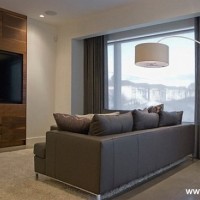 客厅沙发灯具背景墙实景图