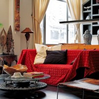 东南亚混搭暖色客厅效果图