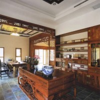 中式古典豪华书房效果图