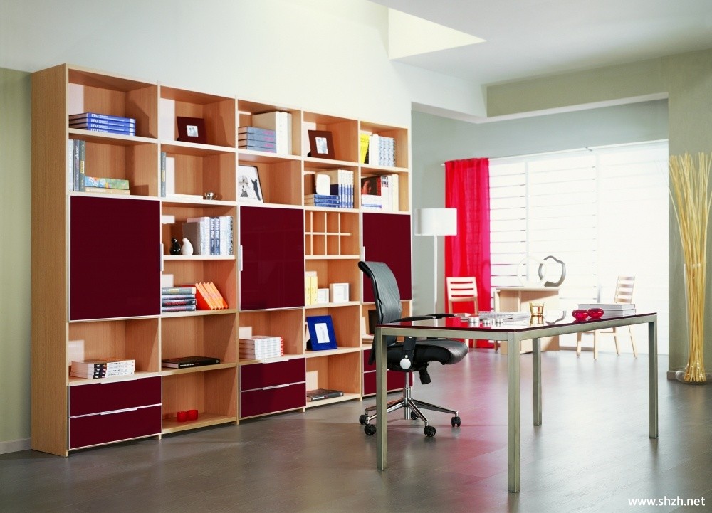 现代简约开放式书房效果图